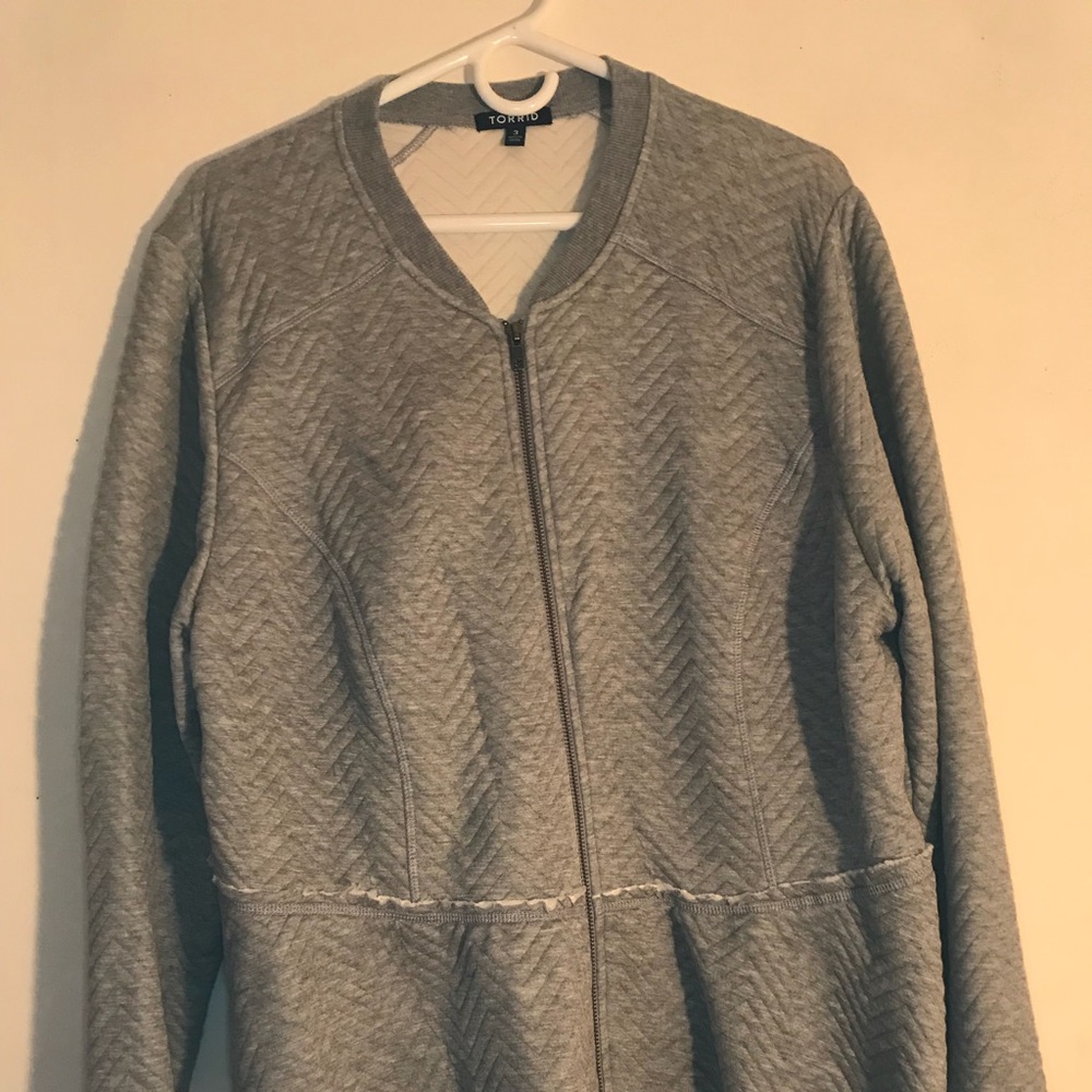 FALL 🍁🍂NWOT Torrid Grey Peplum Sweater Zipup